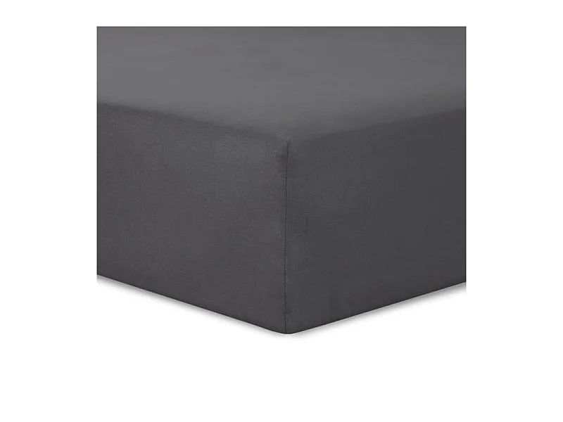 Drap Housse 140x190cm Anthracite en Coton 100% - Tissage Serré 57 fils/cm²