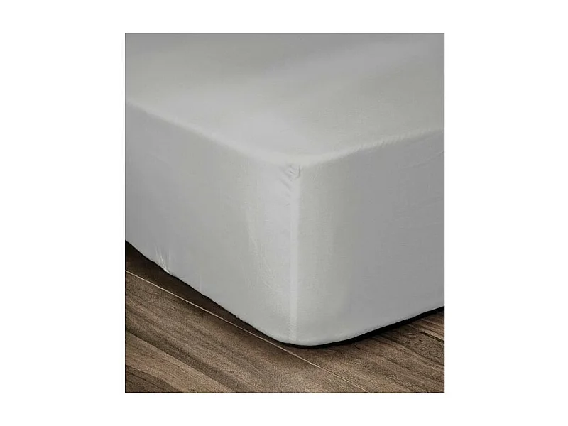 LOVELY HOME Drap Housse 100% coton 90x190x30 cm gris clair