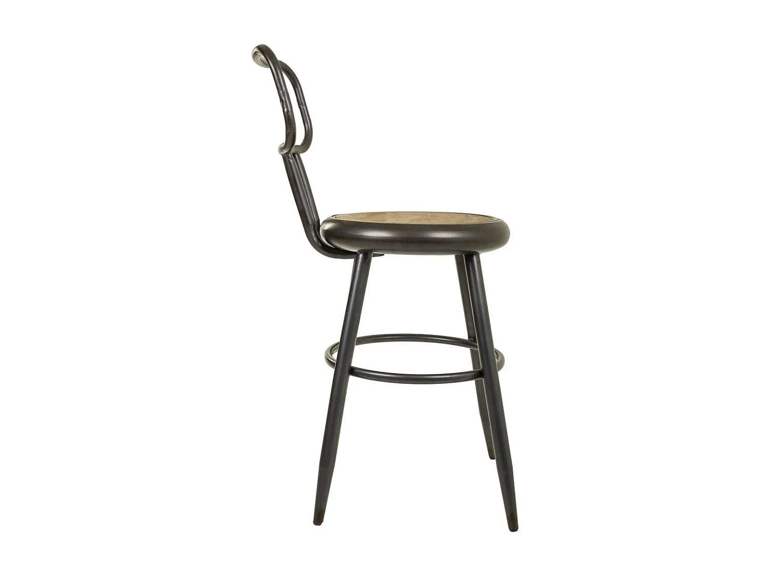 Banqueta marrom de metal e madeira 42x54x92