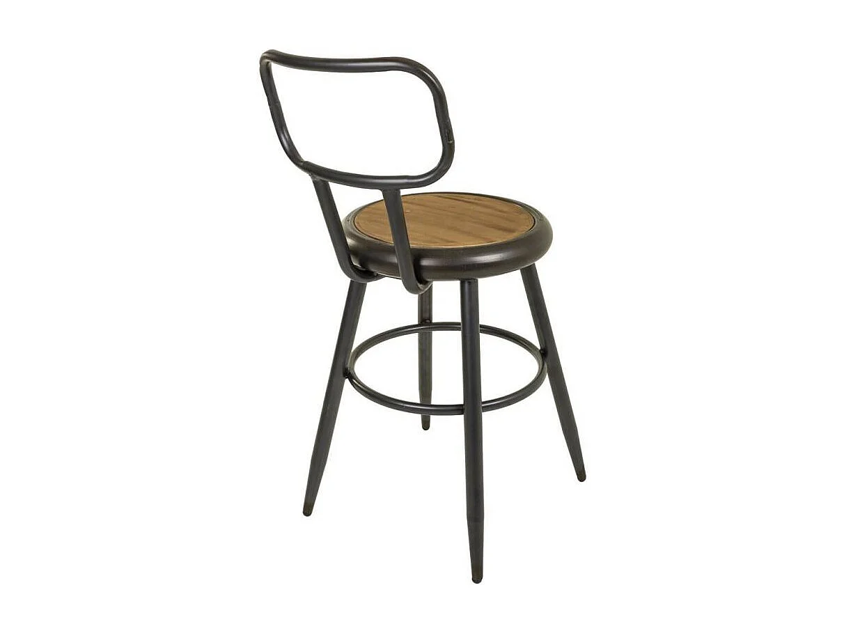 Banqueta marrom de metal e madeira 42x54x92