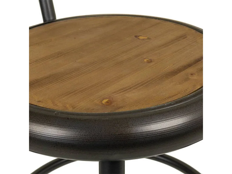 Banqueta marrom de metal e madeira 42x54x92