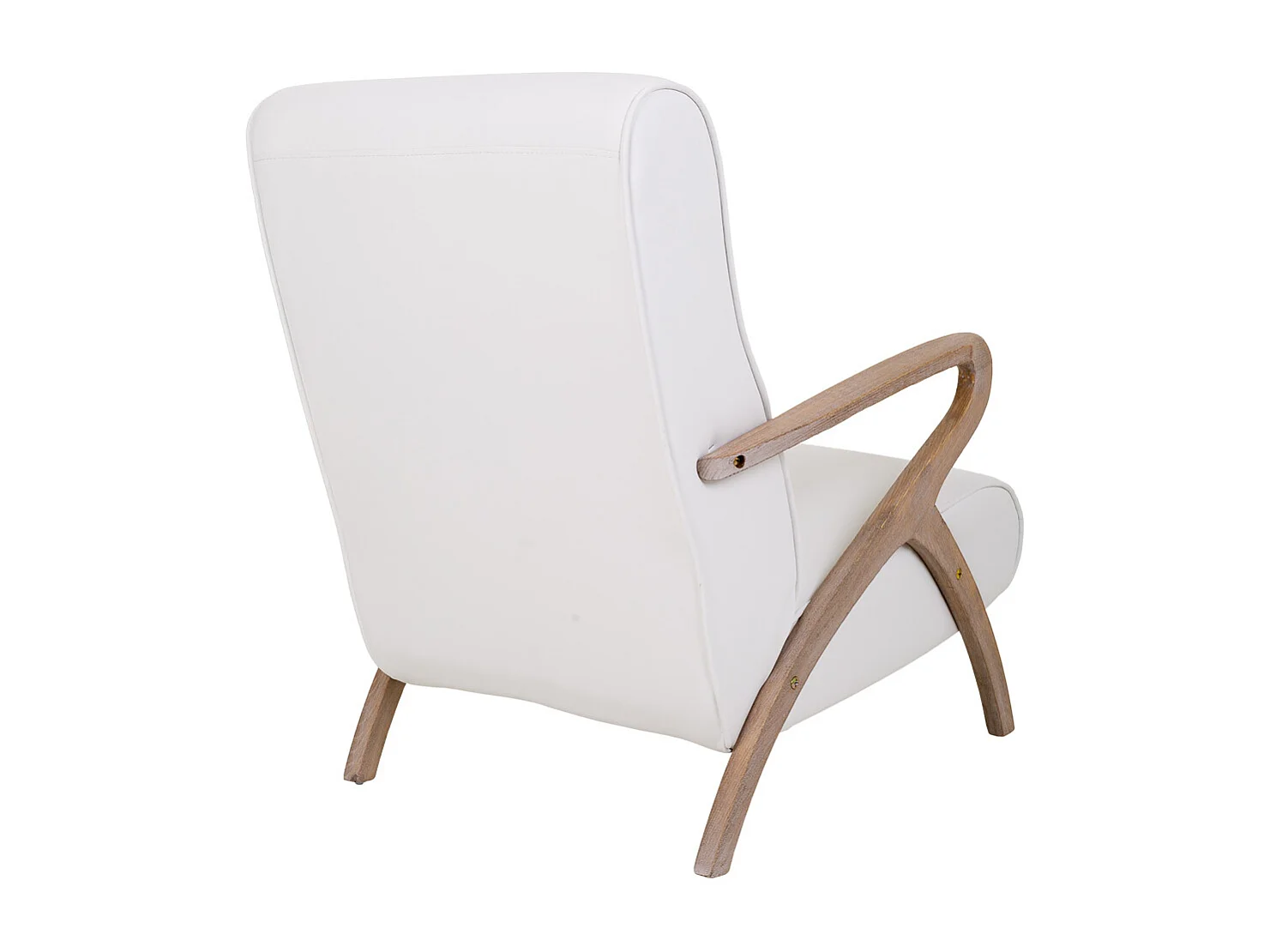 Poltrona in legno imbottita in similpelle bianca 57x55x33/85h