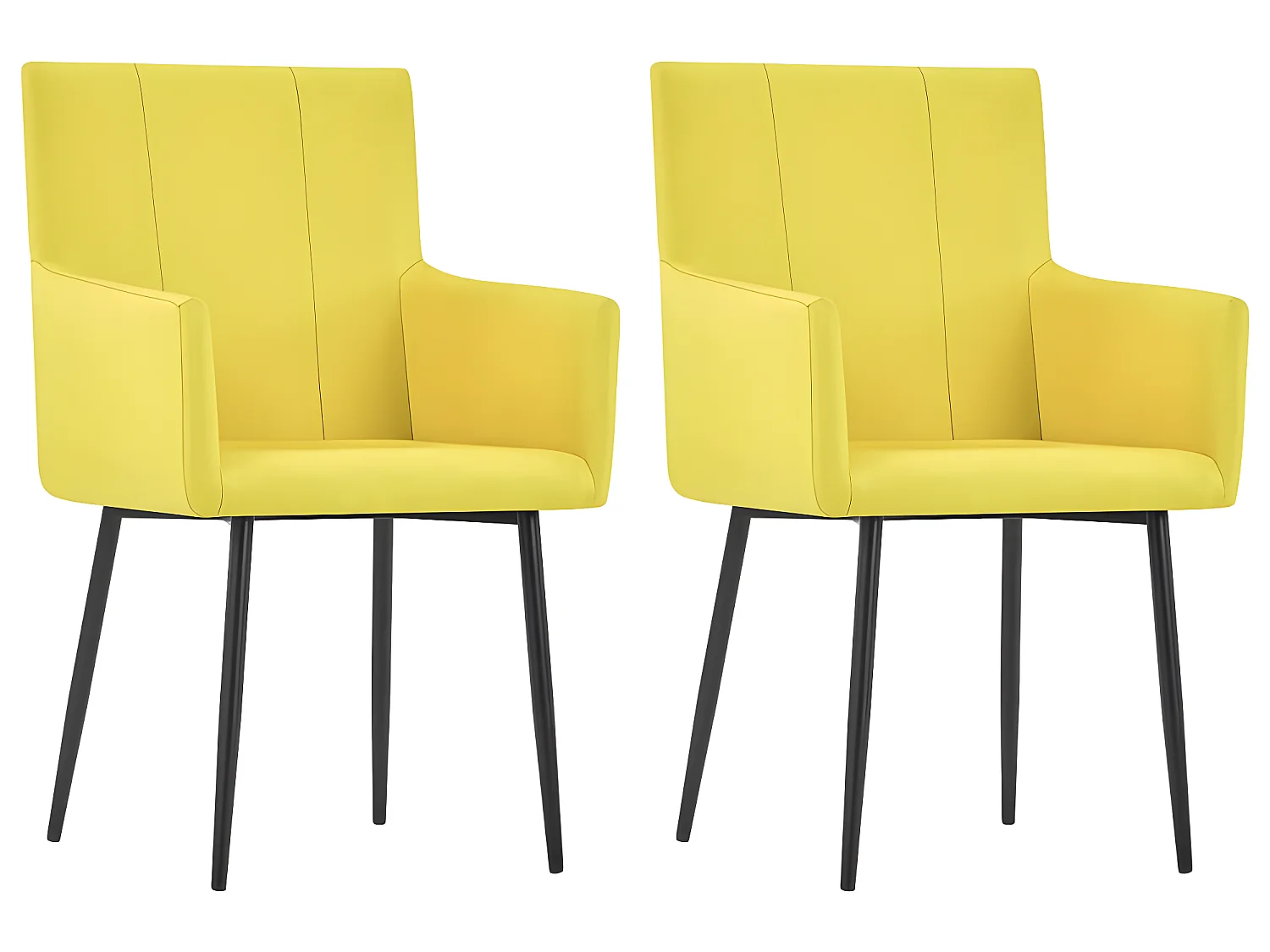 Lot de 2 chaises de salle à manger cuisine avec accoudoirs design moderne tissu jaune CDS020139