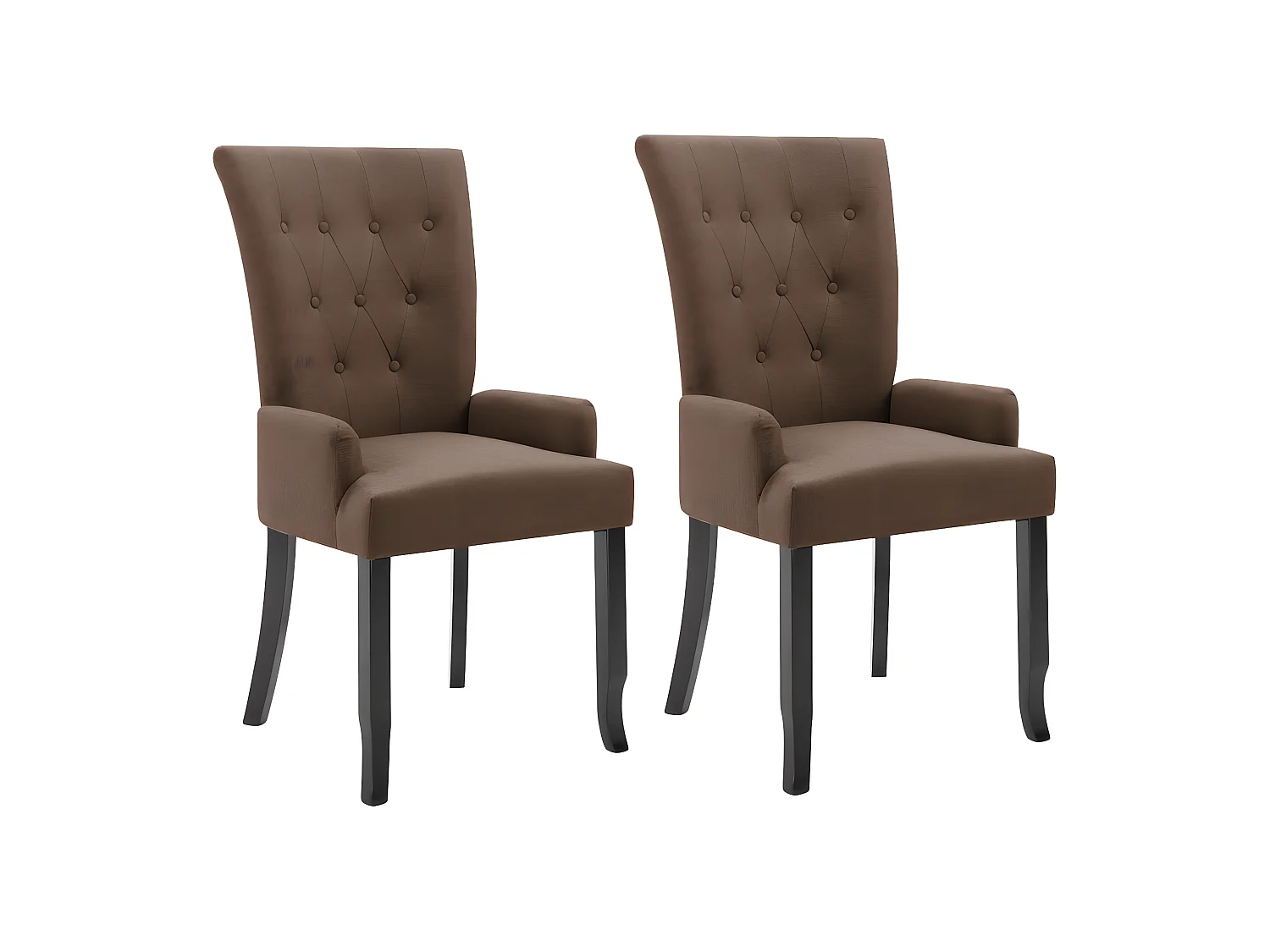 Lot de 2 chaises de salle à manger cuisine avec accoudoirs design rétro tissu marron CDS020140