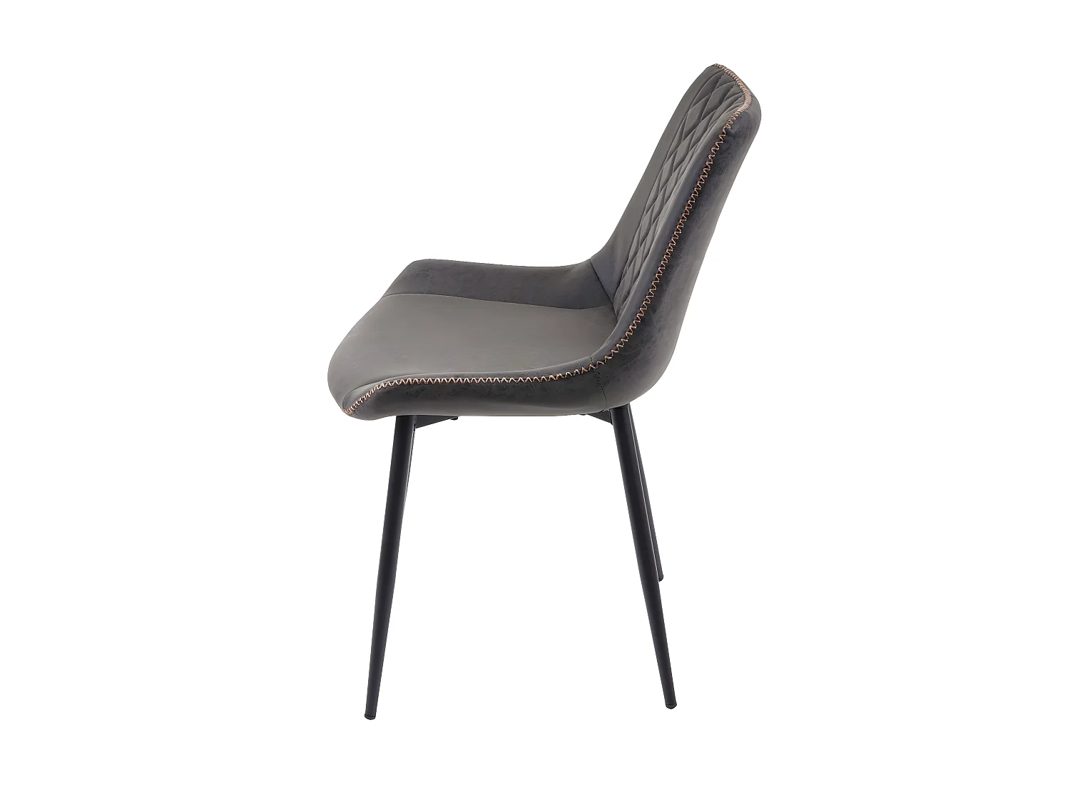 2x chaises de salle à manger bureau cuisine en synthétique gris foncé style chic motif losange 04_0000376