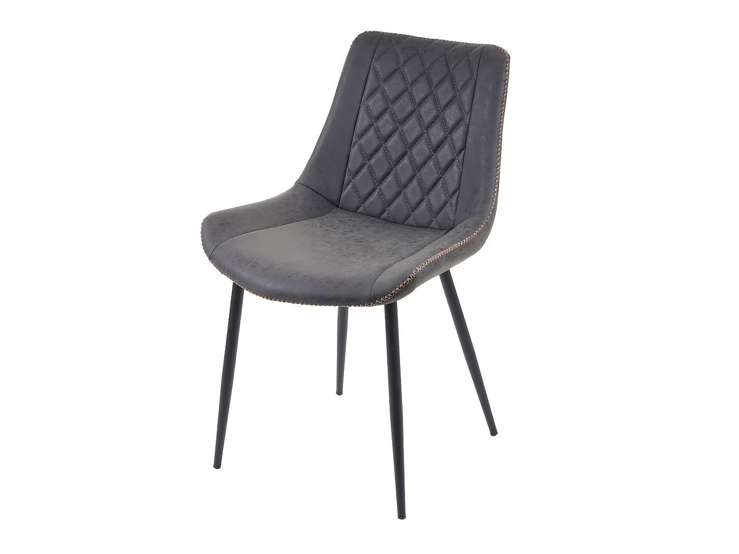 2x chaises de salle à manger bureau cuisine en synthétique gris foncé style chic motif losange 04_0000376