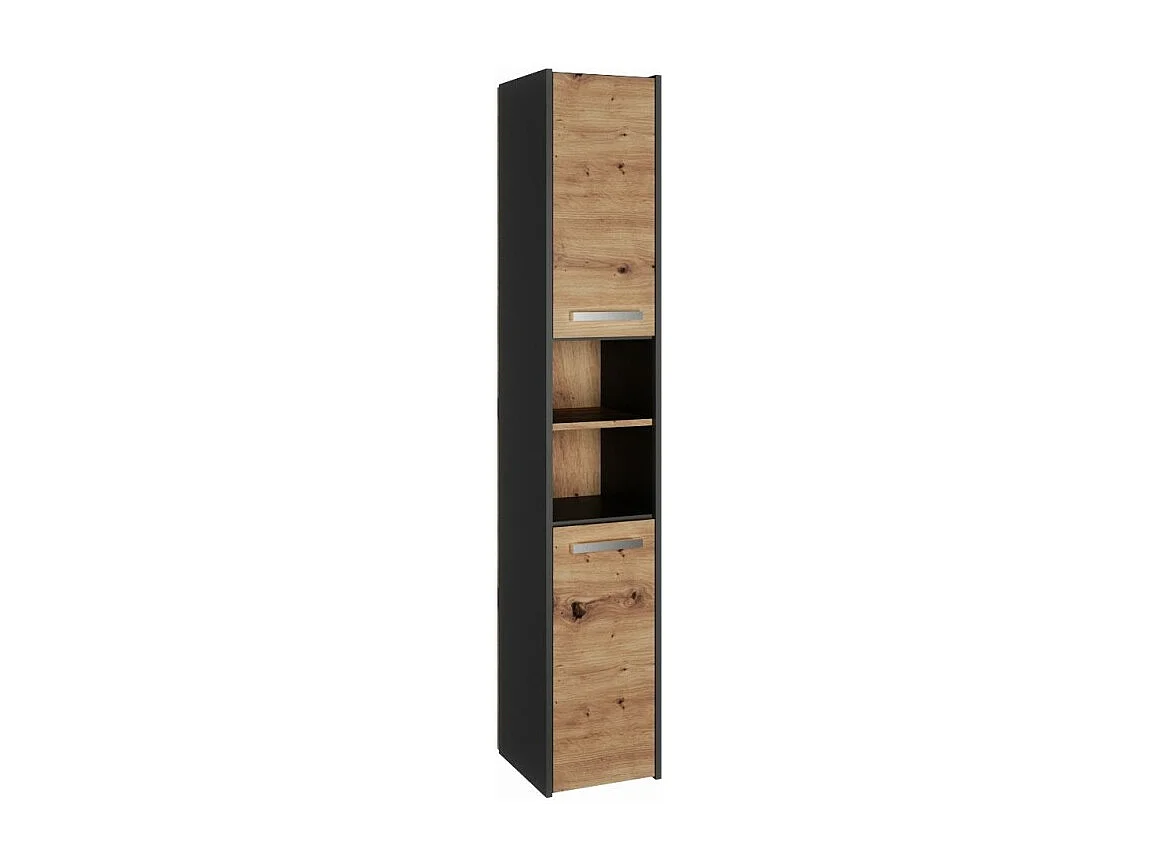 CDF Badschrank S30 | Farbe: Anthrazit - Eiche Artisan | Moderner Badezimmerschrank | Ablagefläche | Geräumige Einlegeböden | Türen | Einfache Montage