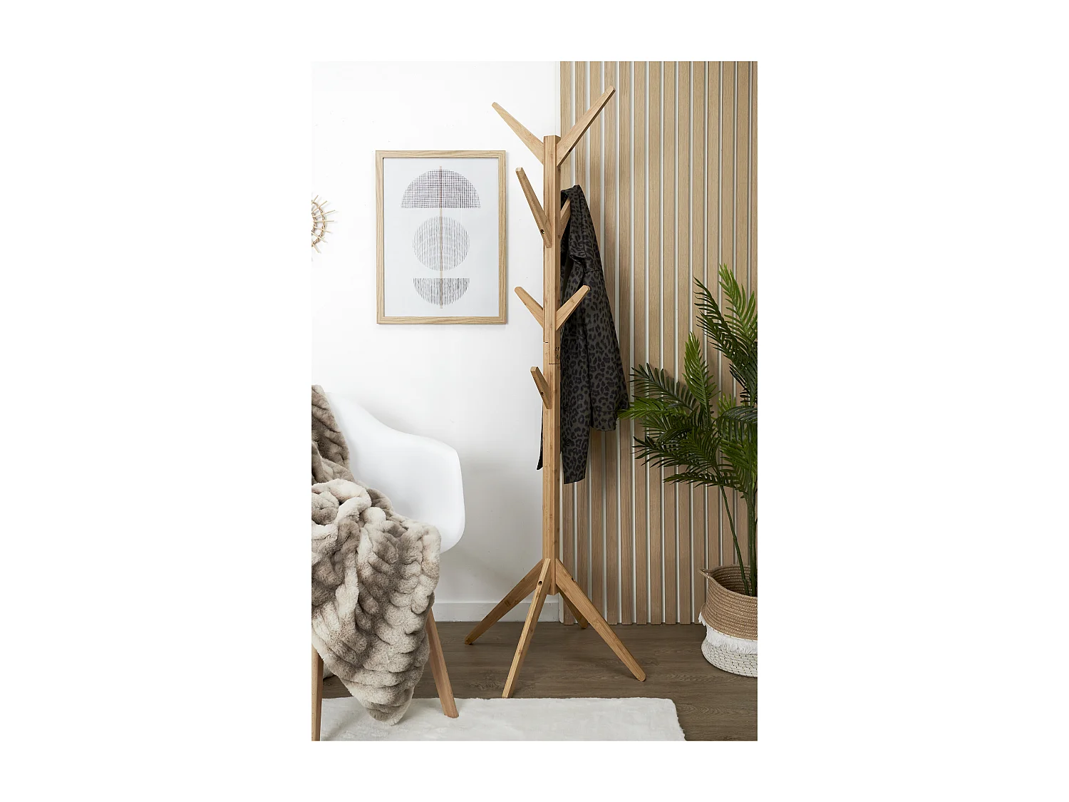 Portemanteau Arbre Bois Naturel 178cm Beige