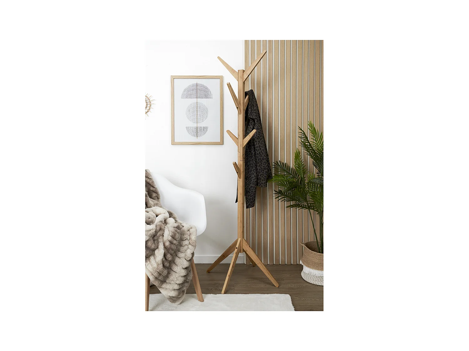 Portemanteau Arbre Bois Naturel 178cm Beige