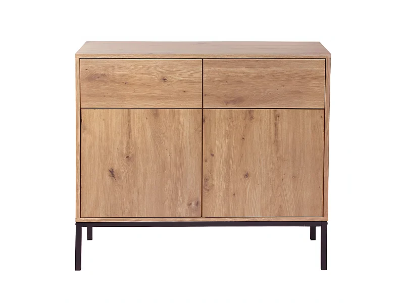 Ladekast Eiken Decor - 2 Deuren 2 Lades L90 x H80 cm - LENNY