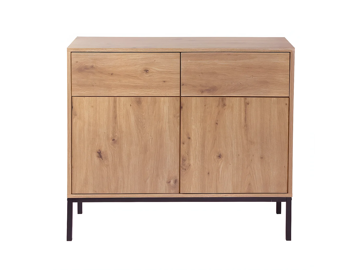 Kommode, 2 Türen, 2 Schubladen, Eichendekor L90 x H80 cm - LENNY