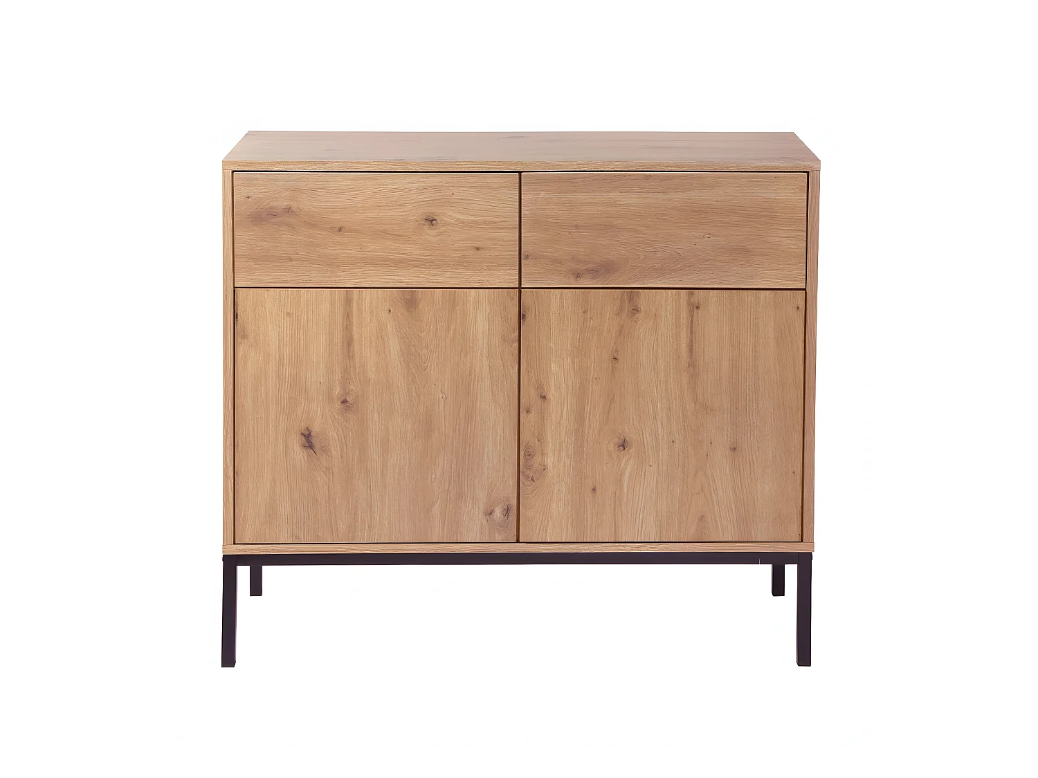 Cassettiera 2 Porte 2 Cassetti Decorazione Rovere L90 x H80 cm - LENNY