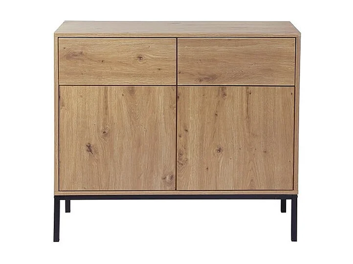 Ladekast Eiken Decor - 2 Deuren 2 Lades L90 x H80 cm - LENNY