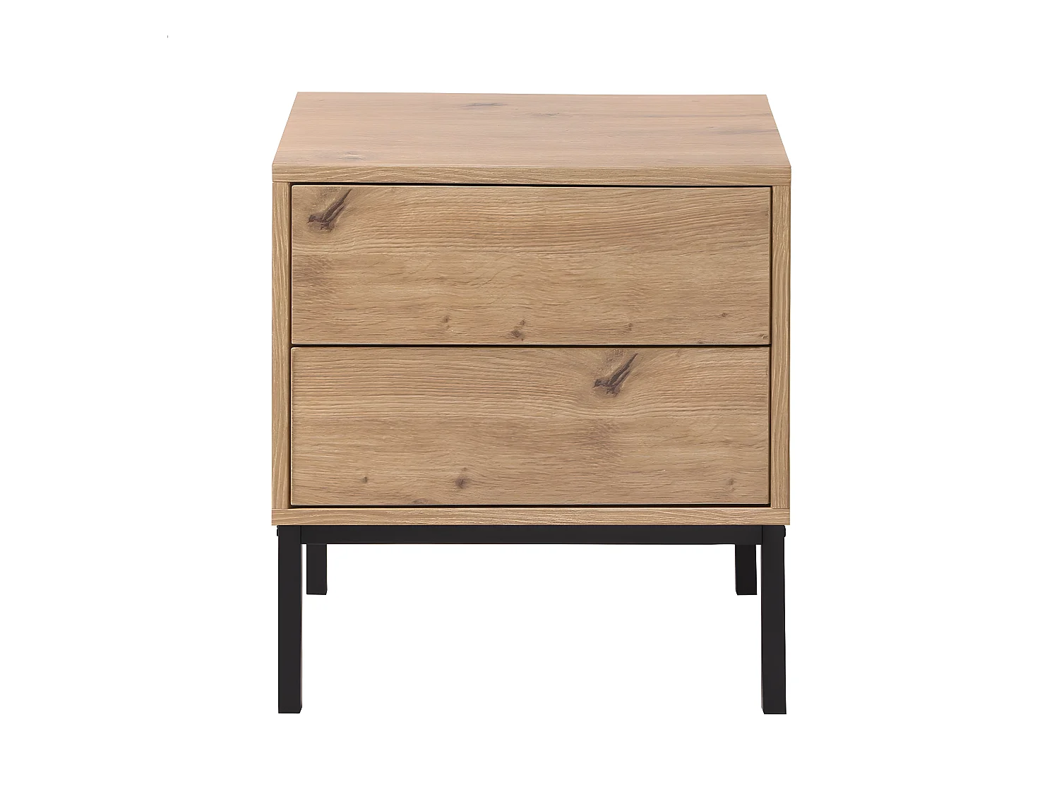 Table de Chevet 2 Tiroirs Décor Chêne H50 cm - LENNY