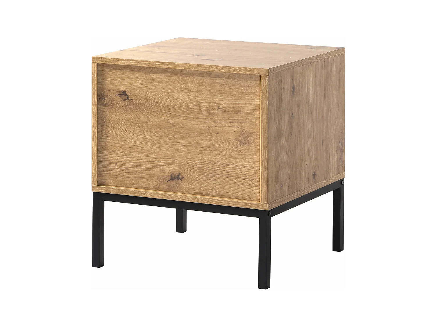 Mesita de noche con 2 cajones, acabado en roble, altura 50 cm - LENNY