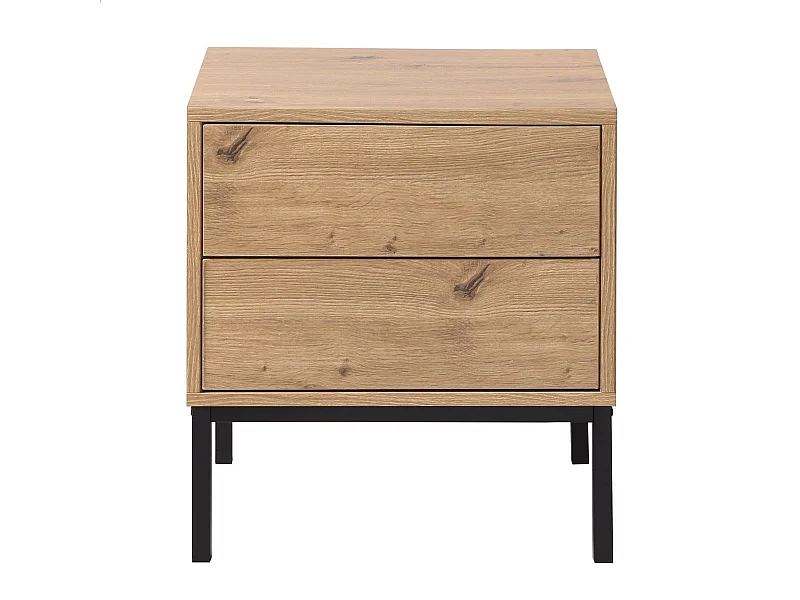 Table de Chevet 2 Tiroirs Décor Chêne H50 cm - LENNY