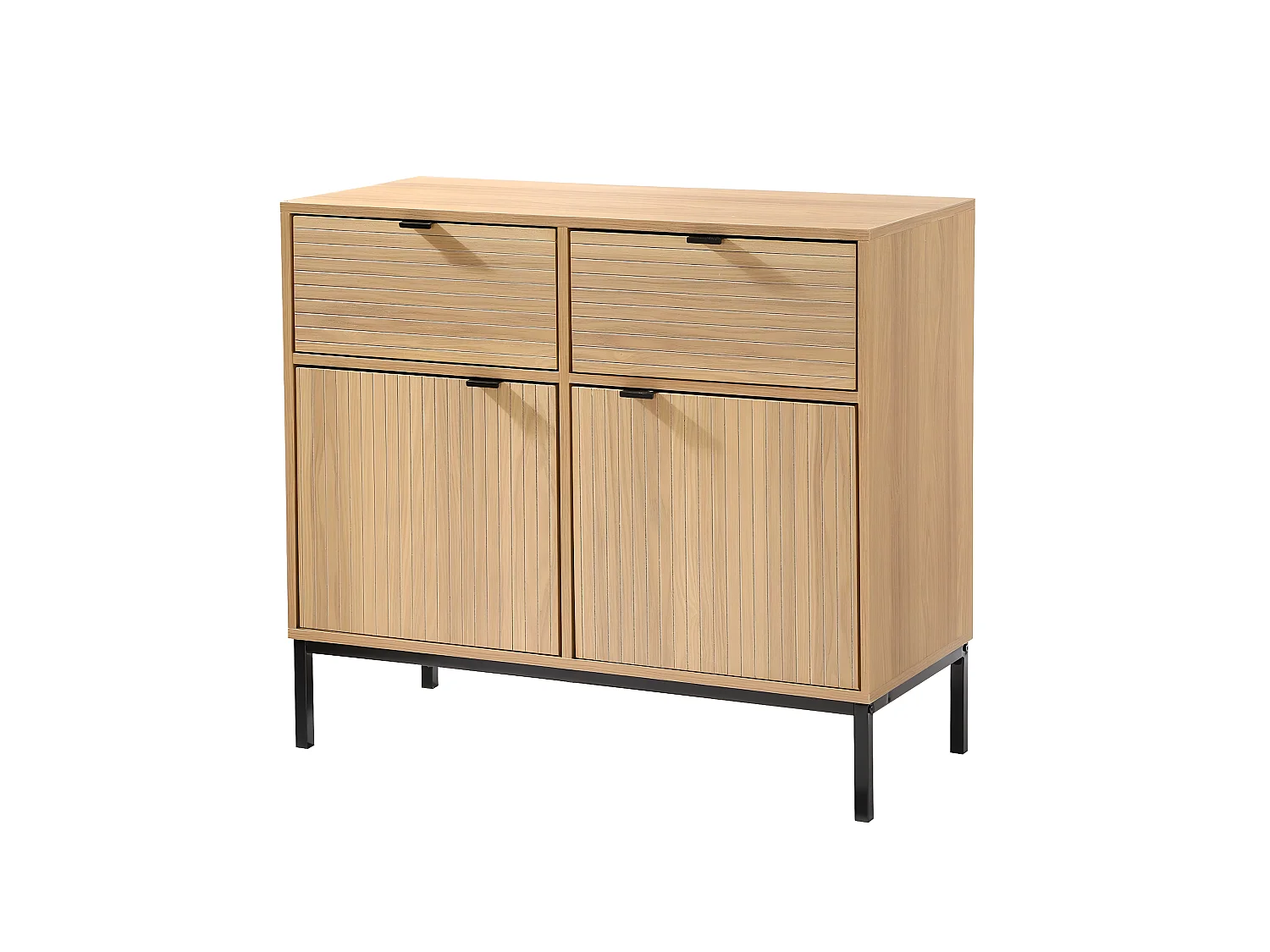 Cómoda 2 Puertas 2 Cajones Fachadas Ranuradas - L90 x H79 cm