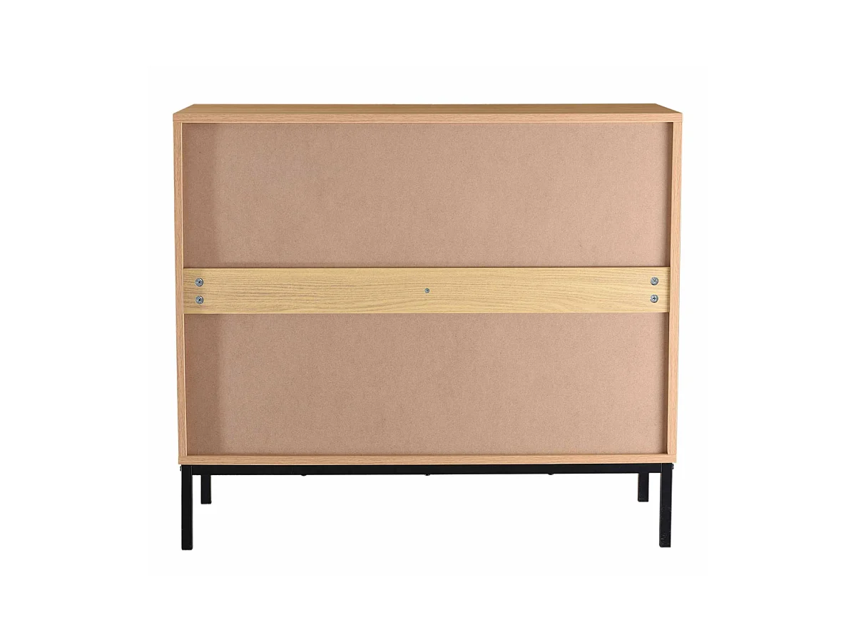 Ladekast 2 Deuren 2 Lades - Houteffect - L90 x H79 cm