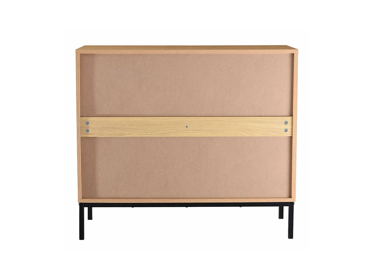 Ladekast 2 Deuren 2 Lades - Houteffect - L90 x H79 cm