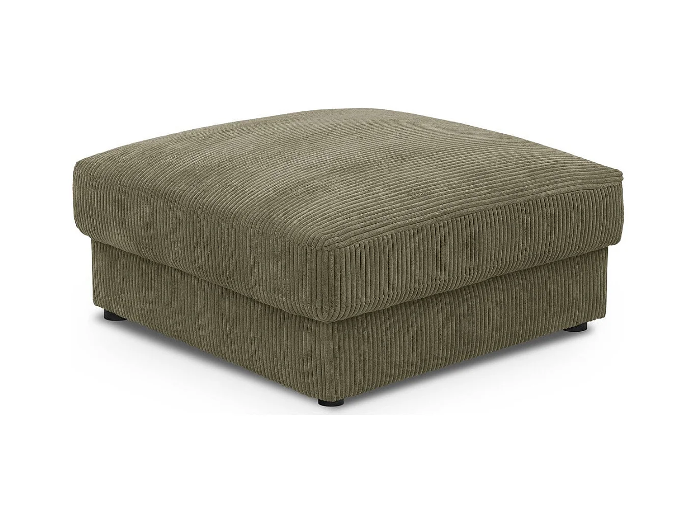 Pouf en velours côtelé vert kaki - Arty