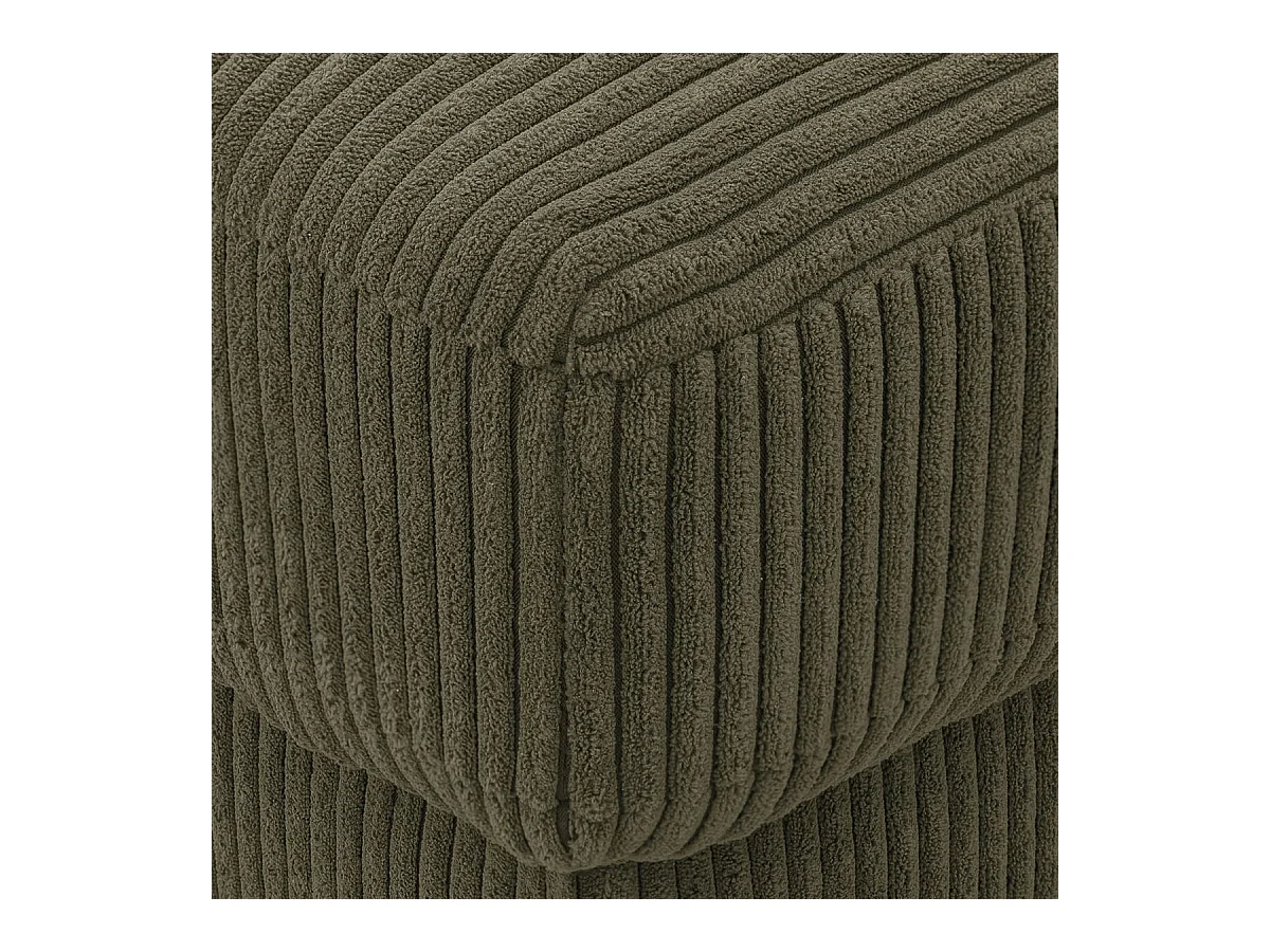 Pouf en velours côtelé vert kaki - Arty