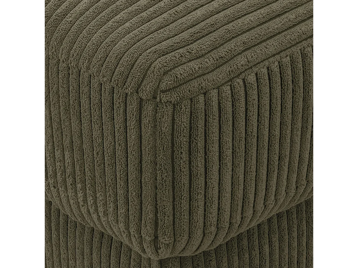 Pouf en velours côtelé vert kaki - Arty