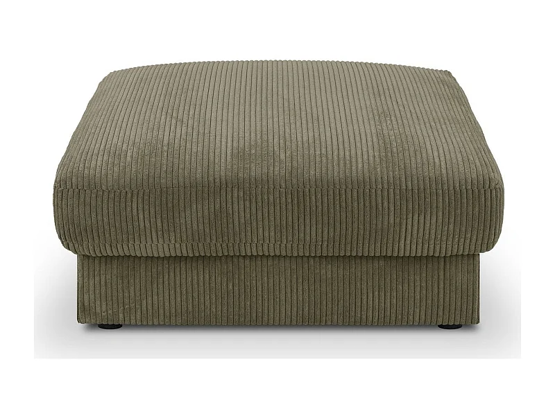 Pouf en velours côtelé vert kaki - Robin