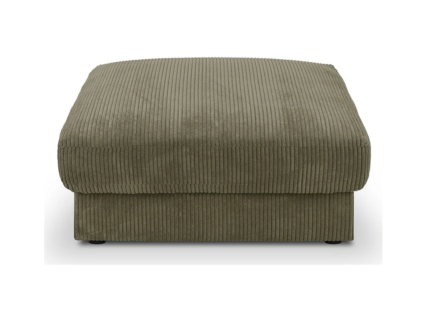 Pouf en velours côtelé vert kaki - Robin