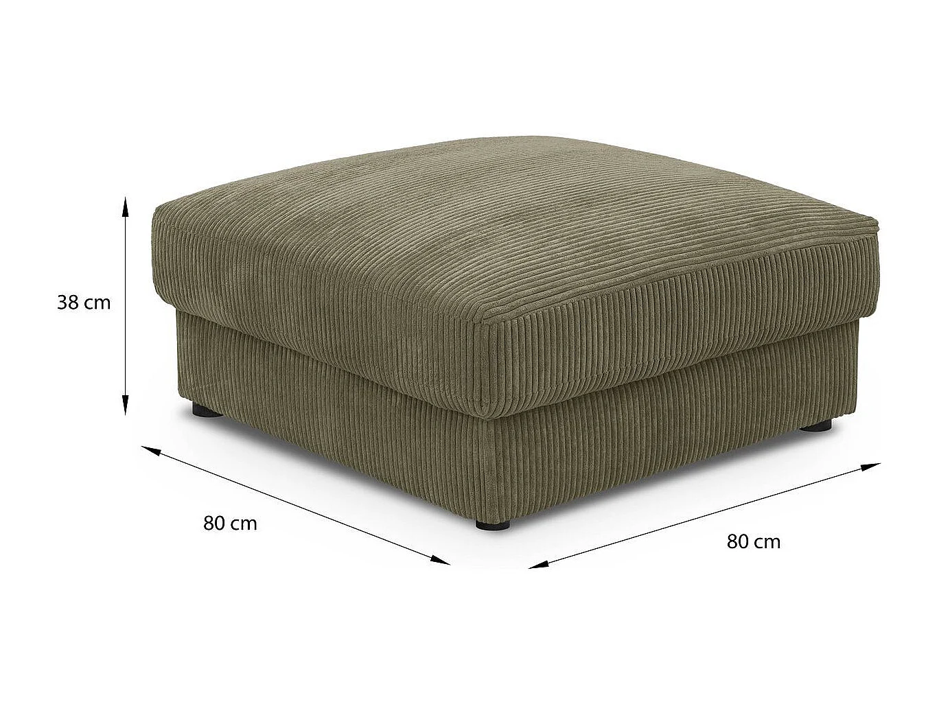 Pouf en velours côtelé vert kaki - Robin