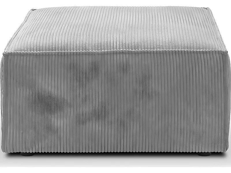 Pouf en velours côtelé gris clair - Livia