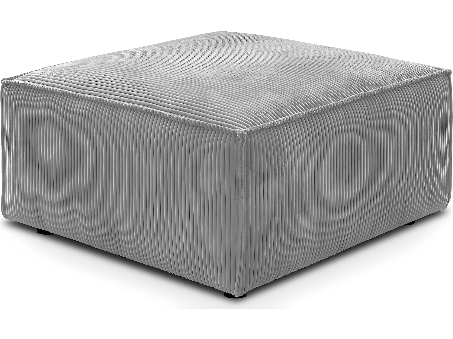 Pouf en velours côtelé gris clair - Livia