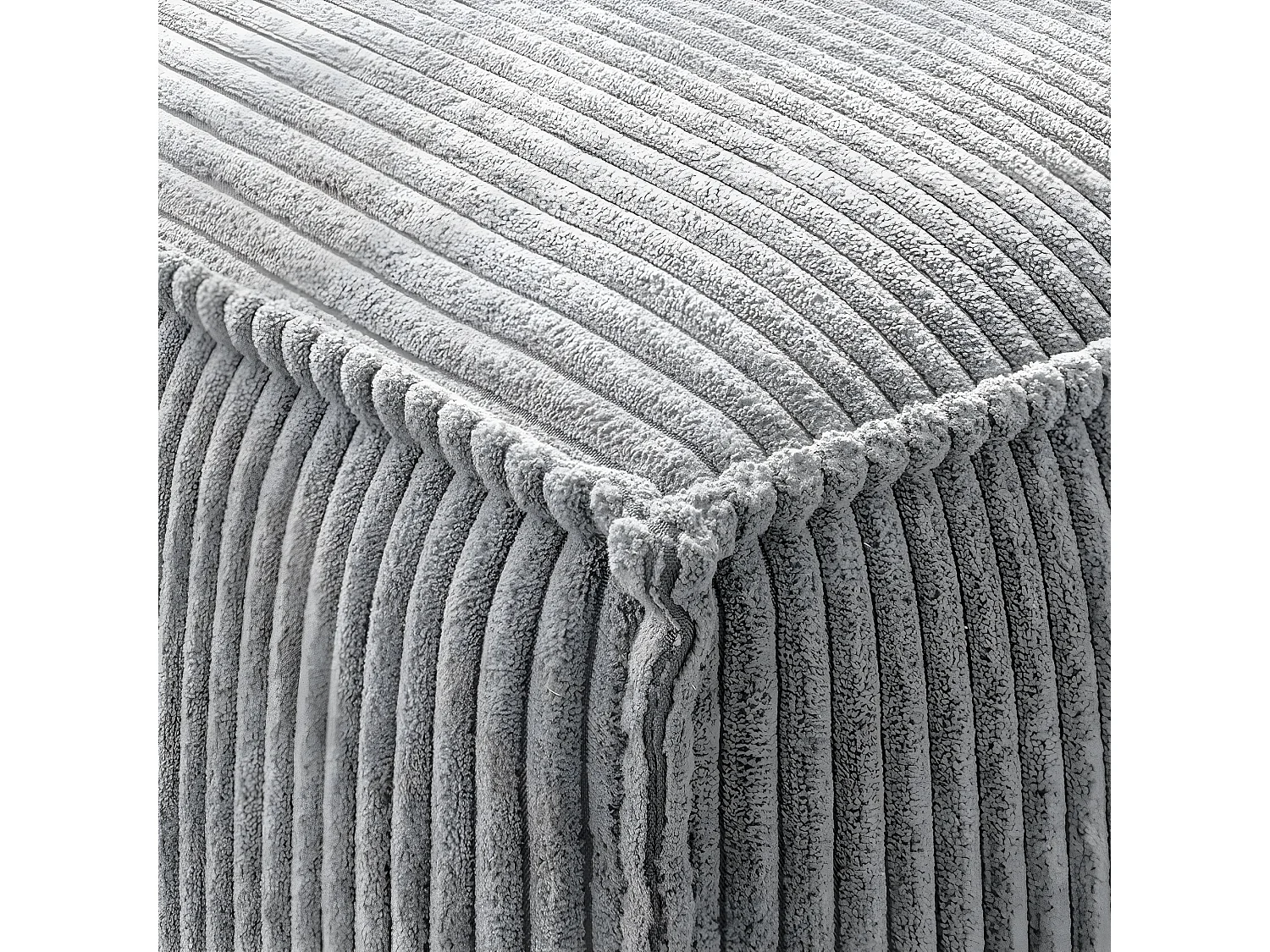 Pouf en velours côtelé gris clair - Livia