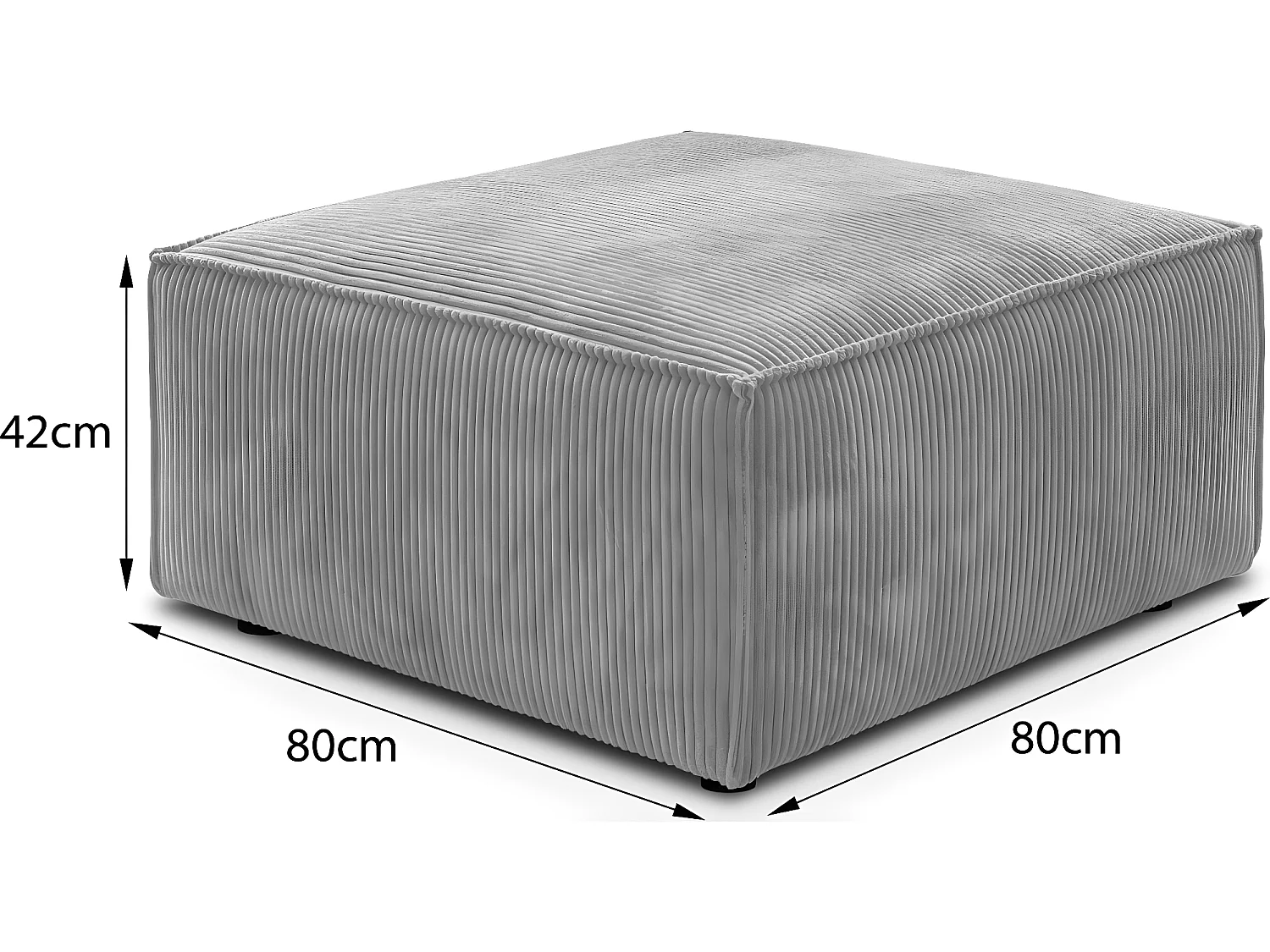 Pouf en velours côtelé gris clair - Livia