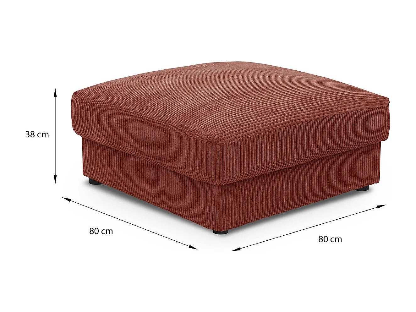 Pouf en velours côtelé rouille - Robin