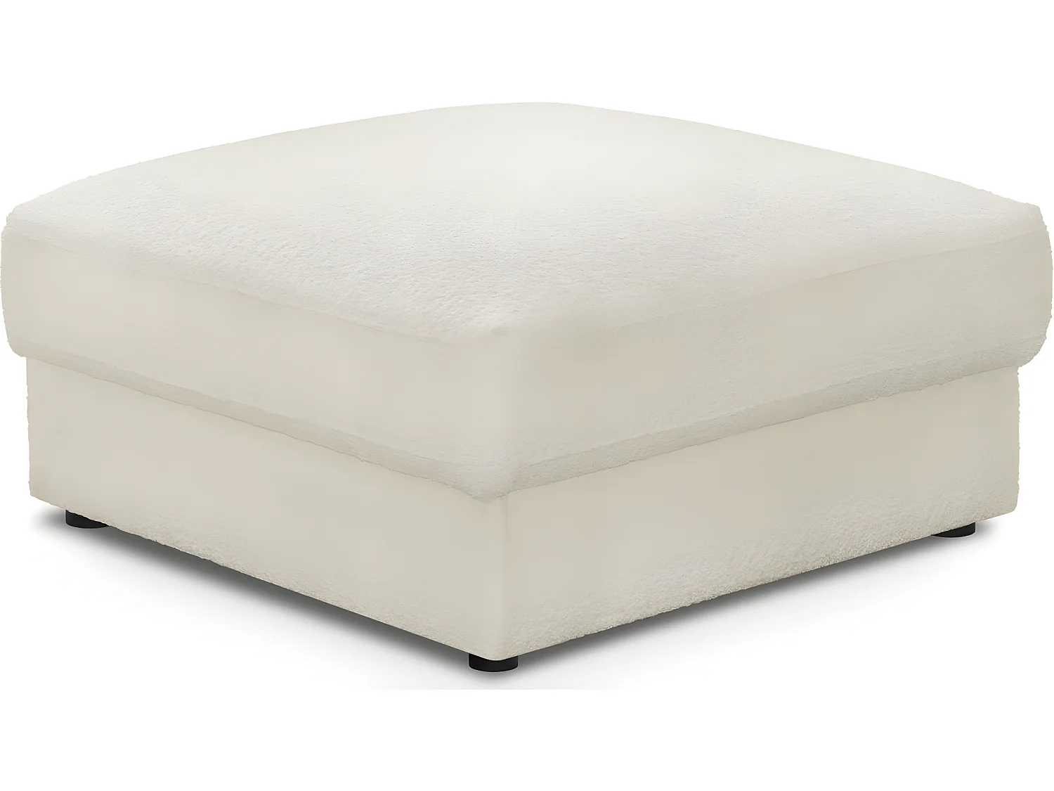 Pouf en tissu bouclette écru - Robin