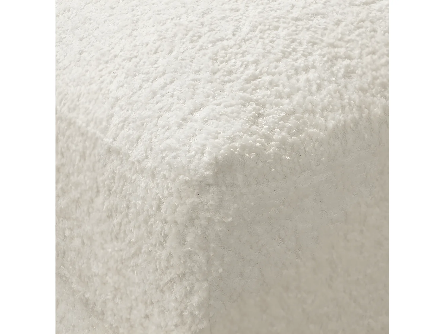 Pouf en tissu bouclette écru - Robin