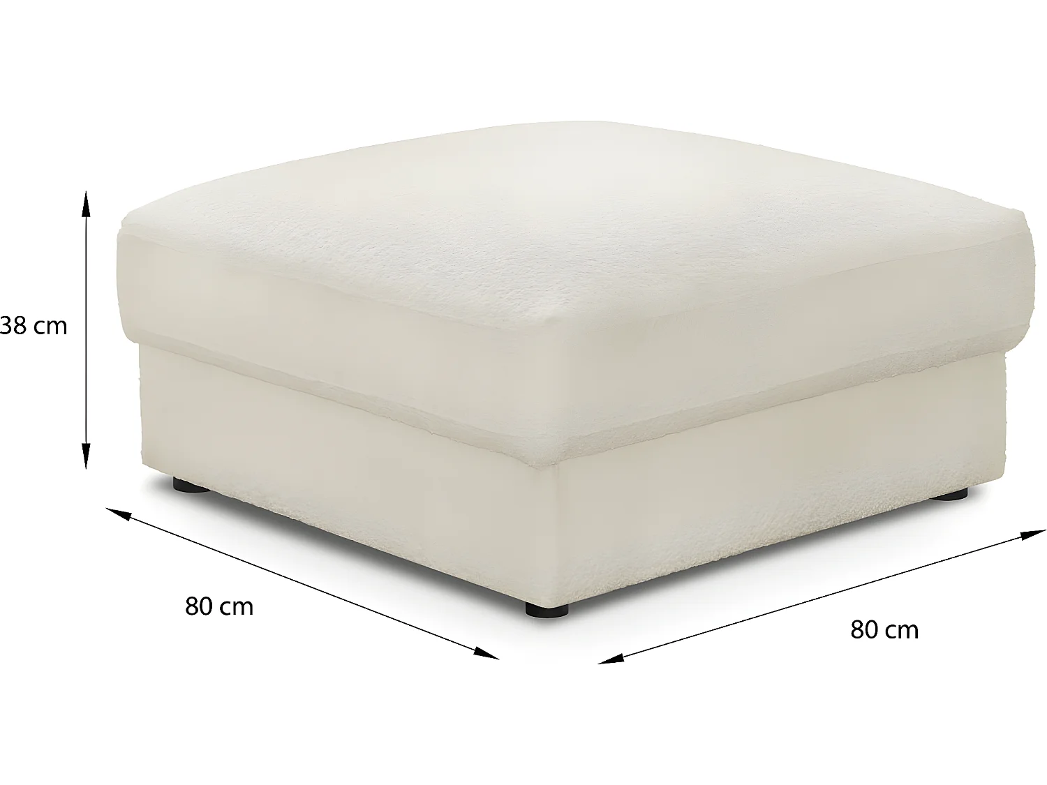 Pouf en tissu bouclette écru - Robin