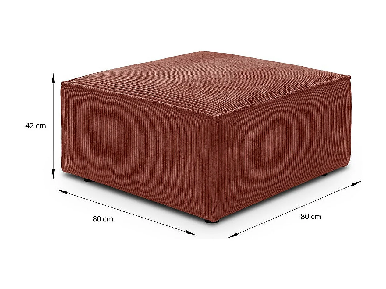 Pouf en velours côtelé rouille - Harper