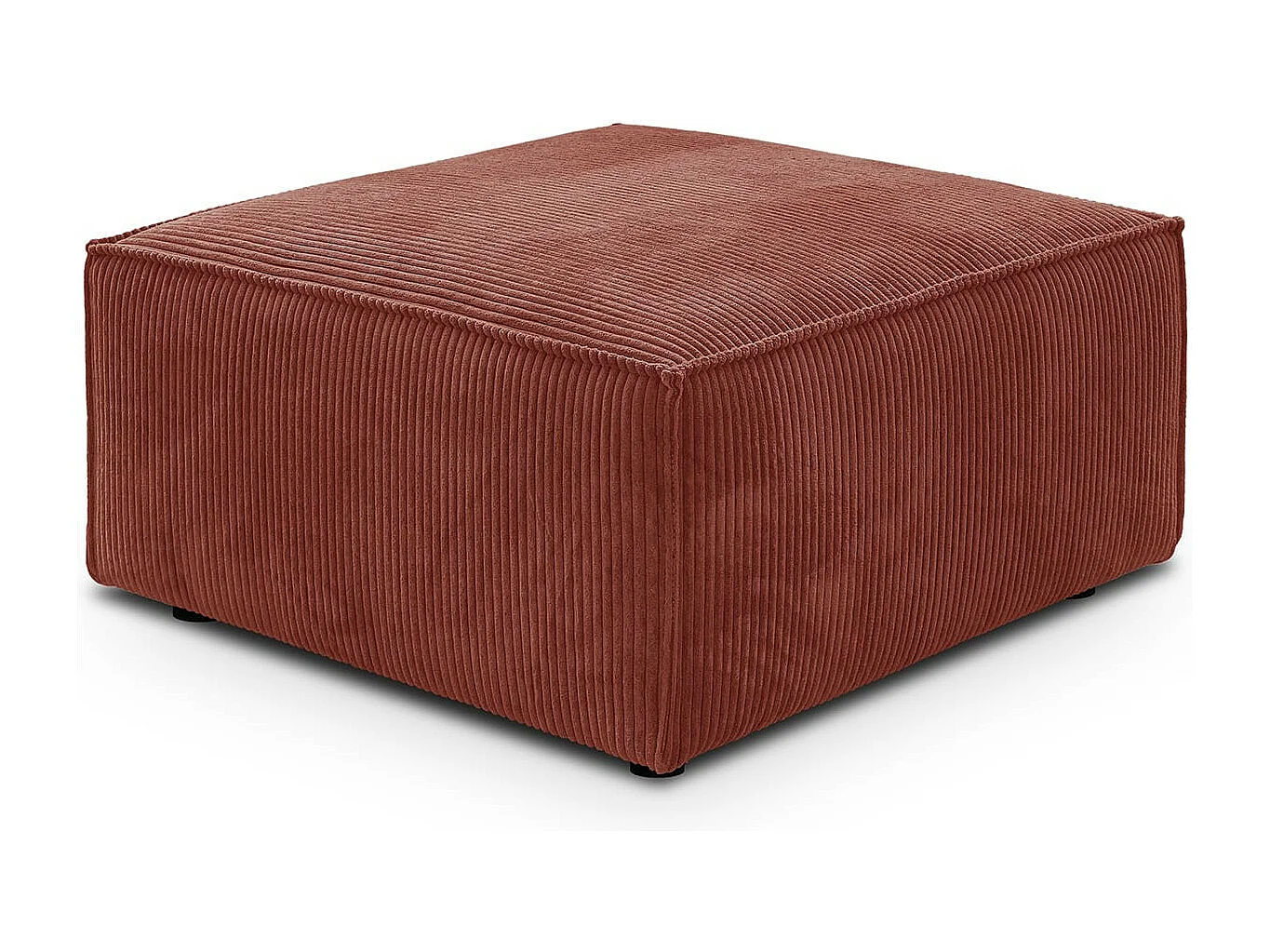 Pouf en velours côtelé rouille - Livia