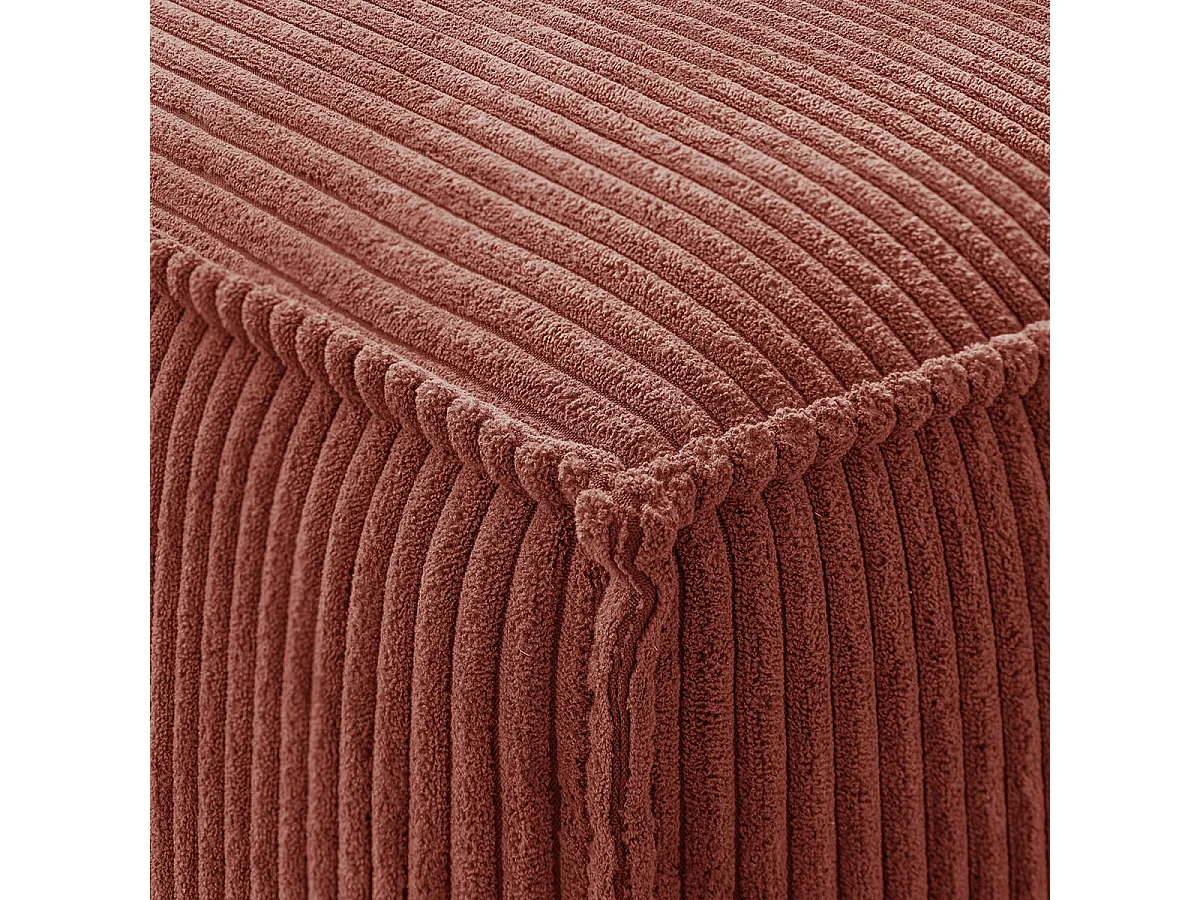 Pouf en velours côtelé rouille - Livia