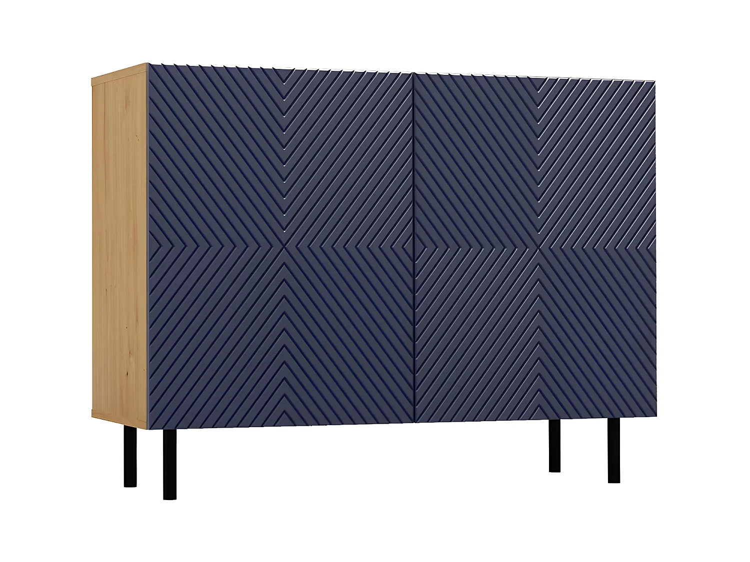 CAMI - Buffet style glamour 2 portes - 100x40x78 cm - 4 niches de rangement - Façades à lamelles