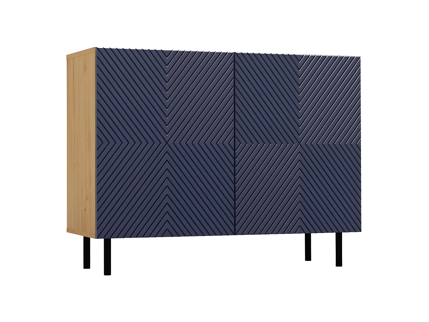 CAMI - Buffet style glamour 2 portes - 100x40x78 cm - 4 niches de rangement - Façades à lamelles