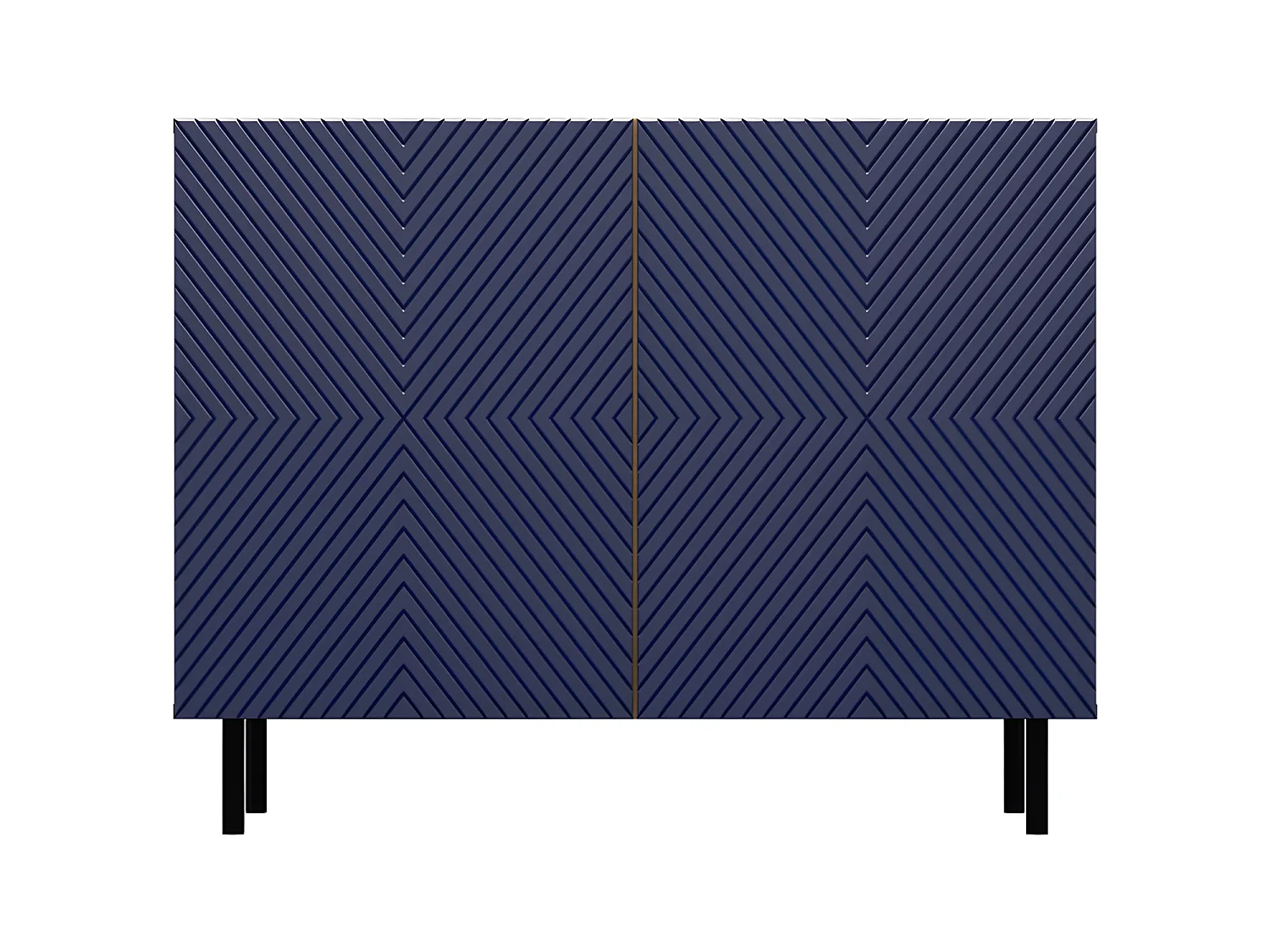 CAMI - Buffet style glamour 2 portes - 100x40x78 cm - 4 niches de rangement - Façades à lamelles