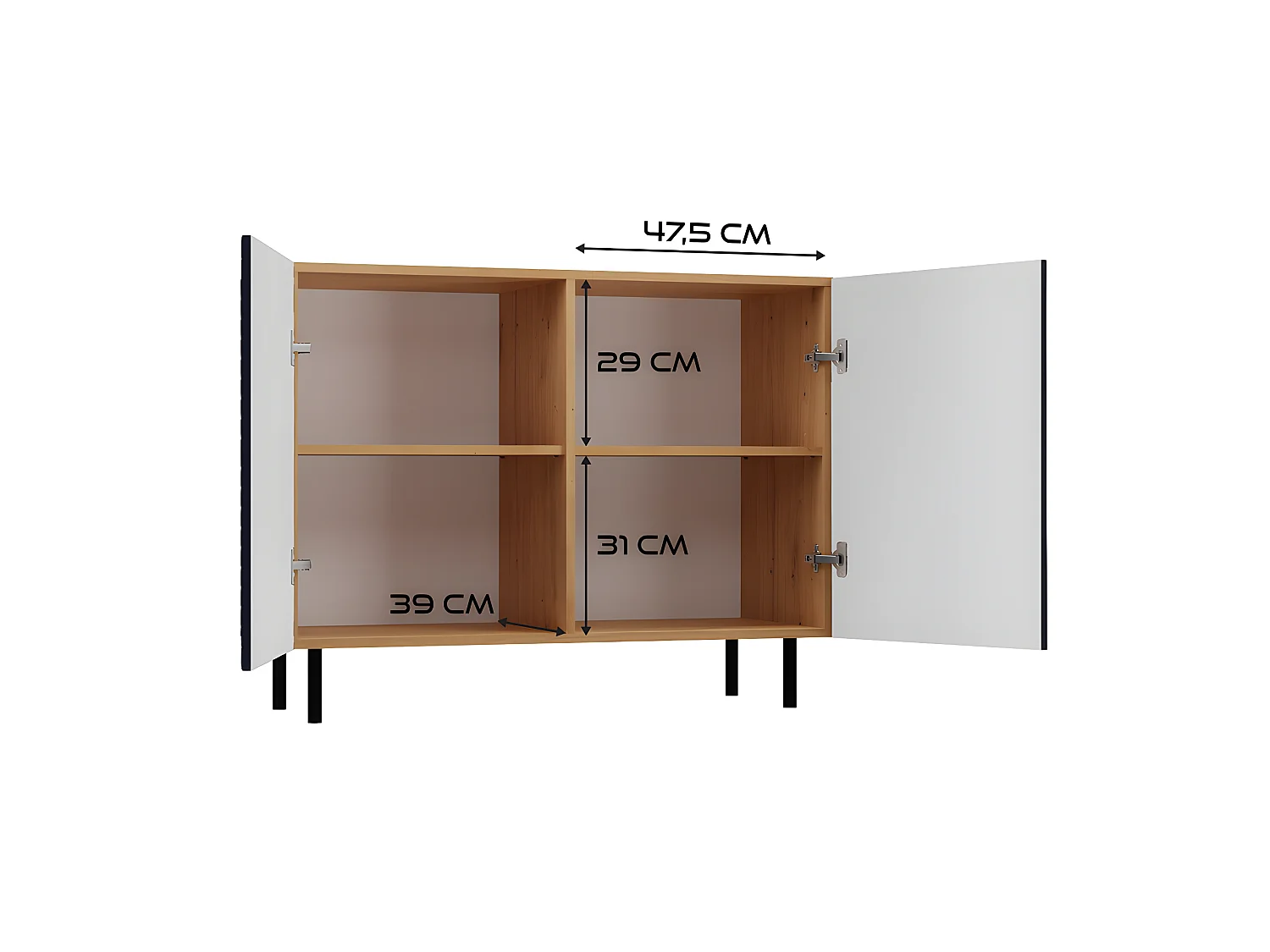 CAMI - Buffet style glamour 2 portes - 100x40x78 cm - 4 niches de rangement - Façades à lamelles