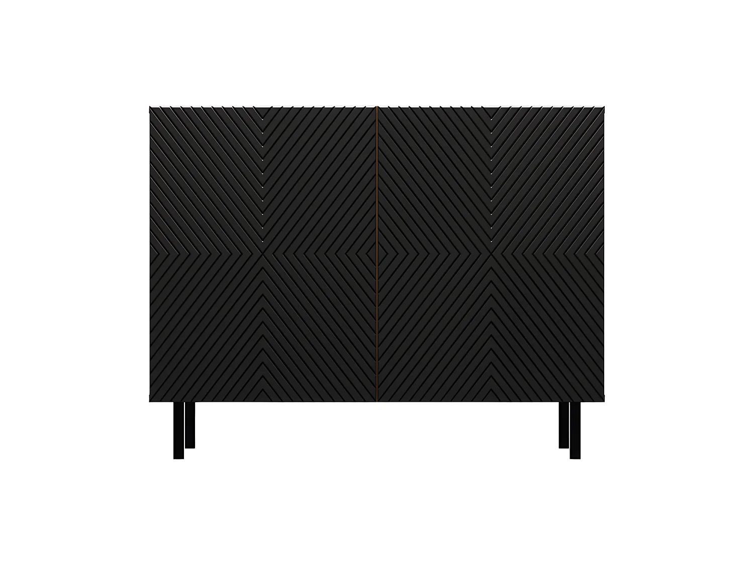 CAMI - Buffet style glamour 2 portes - 100x40x78 cm - 4 niches de rangement - Façades à lamelles