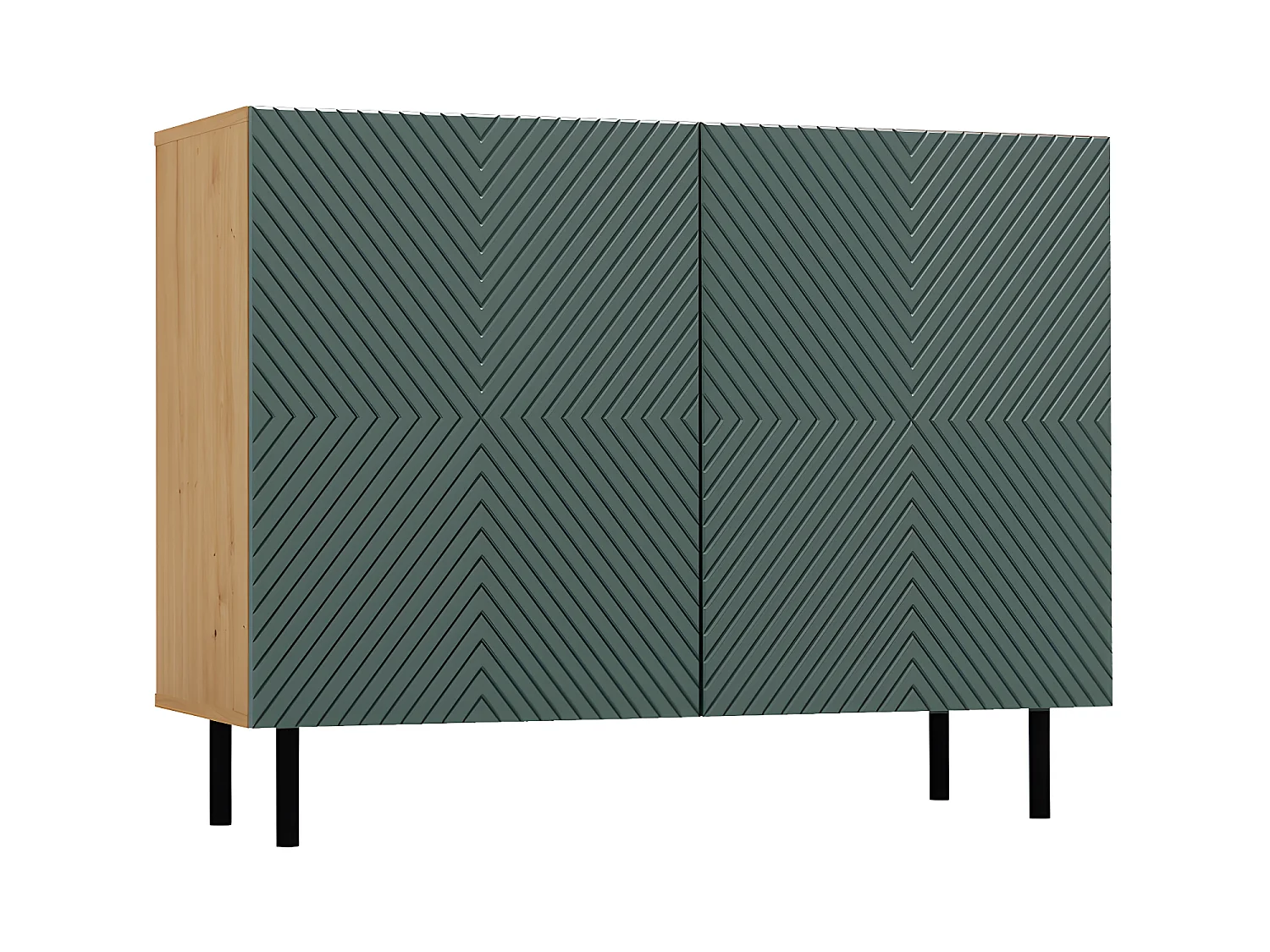 CAMI - Buffet style glamour 2 portes - 100x40x78 cm - 4 niches de rangement - Façades à lamelles