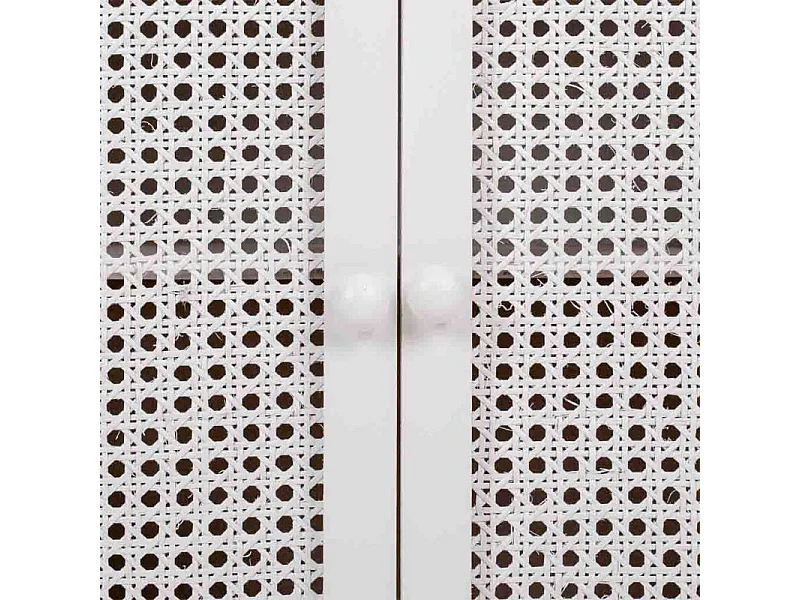 Aparador de madera y rejilla blanco 113x33x78.5