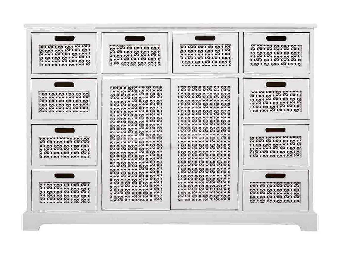 Buffet en bois et grille blanc 113x33x78.5h