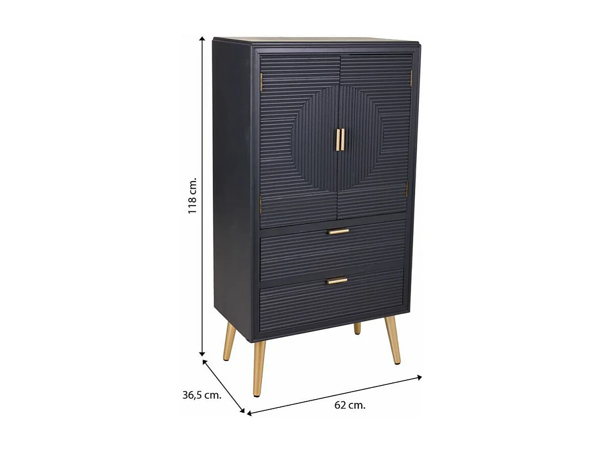 Dunkelgrauer Holzschrank 62x36,5x118h cm