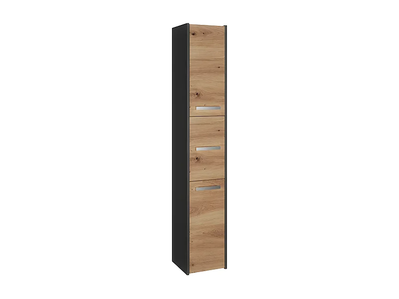 CDF Badschrank S33 | Farbe: Anthrazit - Eiche Artisan | Moderner Badezimmerschrank | Ablagefläche | Geräumige Einlegeböden | Türen | Einfache Montage